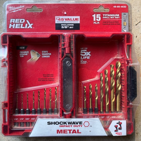 Milwaukee Red Helix Titanium Drill Bit Set - Red and Gold - Picture 1 of 1